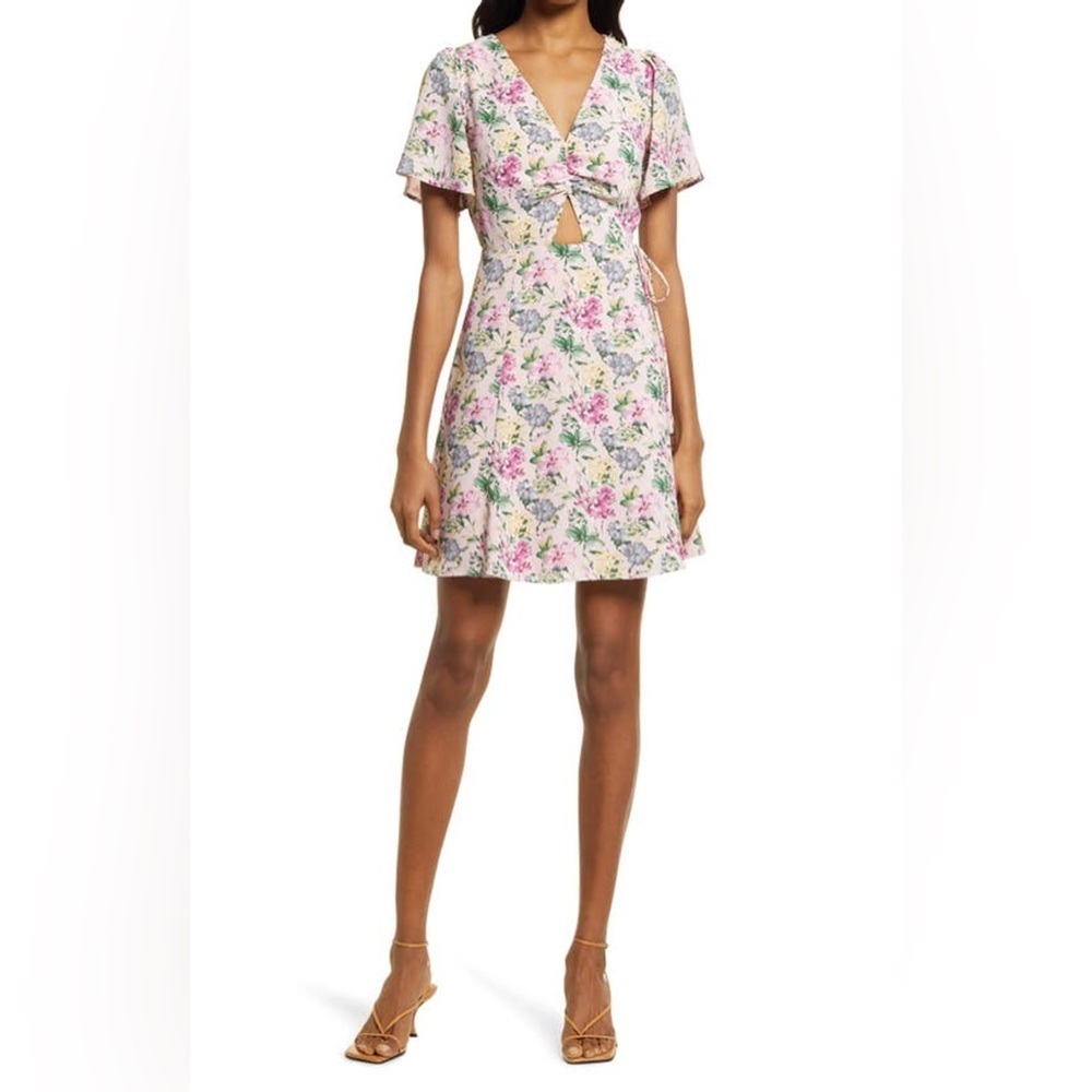 coquette flowy bohemian dress floral poplin graduation fairy boho xs nwt fp